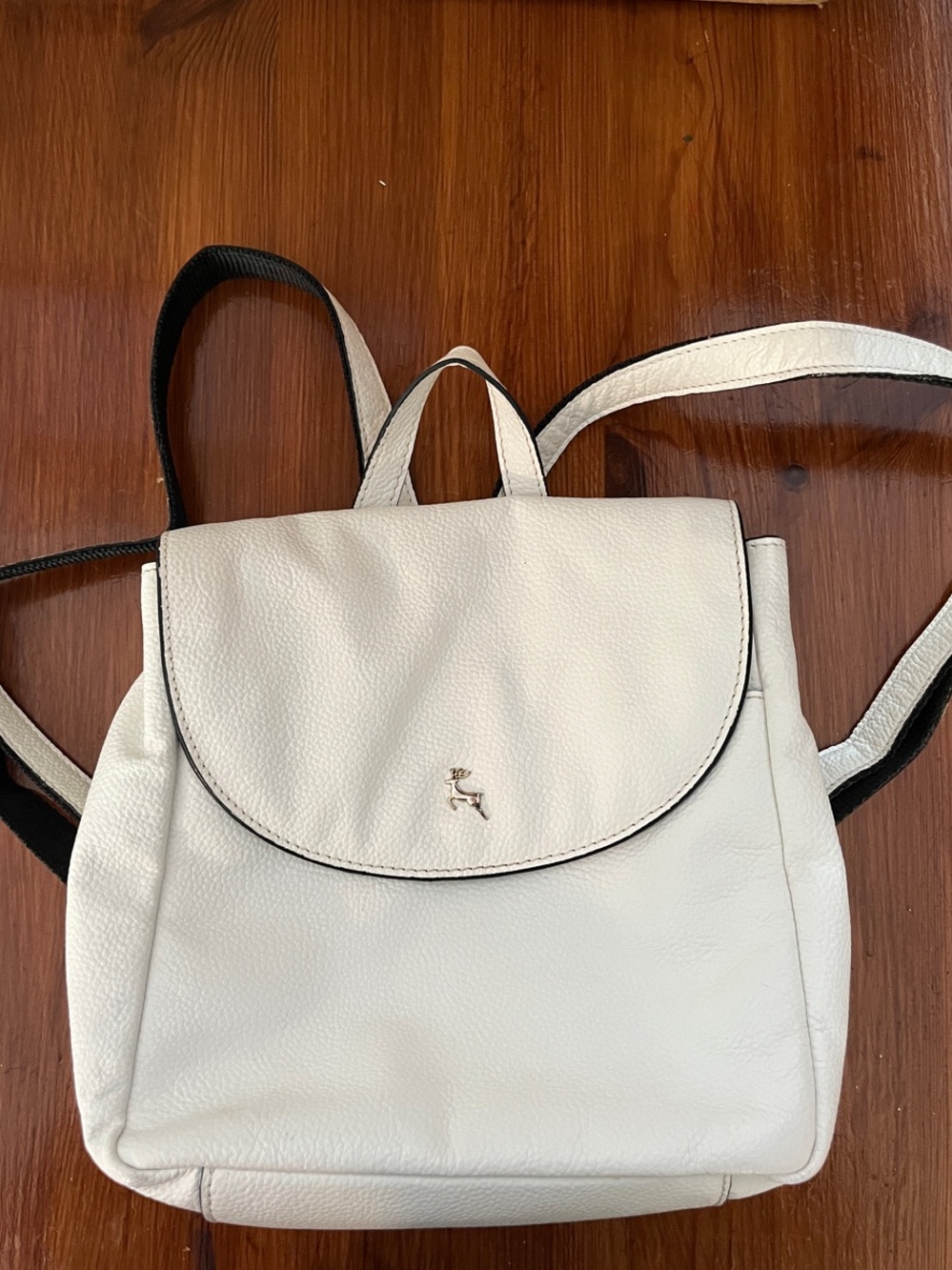 Ashwood Women's White Pebble Leather Backpack with Subtle Metallic Accent